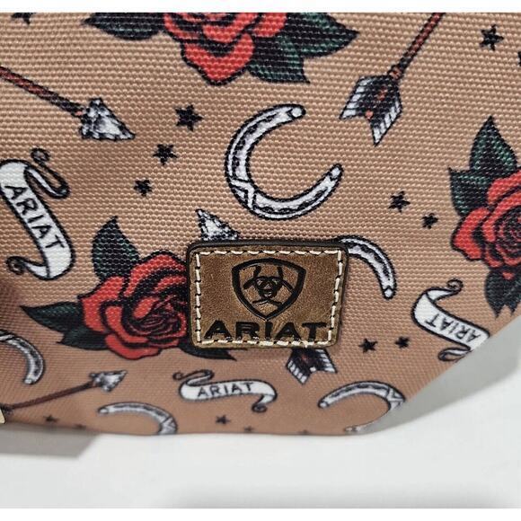 Ariat Tote Bag Women's Rose & Horseshoe Arrow‎ Cruiser Zipper Top New - Picture 3 of 8